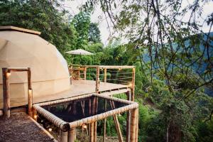a dome house in the middle of a forest at Glamping Sunset Hill Salamina-Caldas in Aranzazu