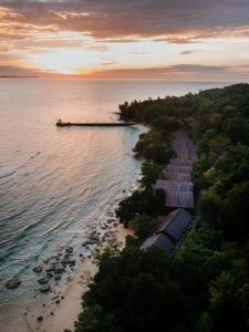 an aerial view of a beach next to the ocean at Tunamaya Beach & Spa Resort Tioman Island in Tioman Island