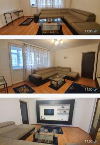 布加勒斯特的住宿－維斯維斯一室公寓，客厅配有沙发和桌子