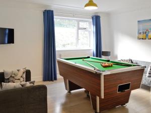 a living room with a pool table and a couch at Llety-R-Wennol in Llangain