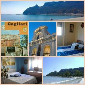 un collage de fotos de un hotel y una playa en Al Relax, en Cagliari