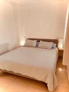 1 dormitorio con 1 cama con 2 almohadas en Refugio de Tranquilidad en Gran Alacant, en Gran Alacant