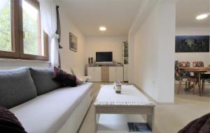 una sala de estar con un sofá y una mesa en APP Mirjam - Savudrija, Umag, en Savudrija