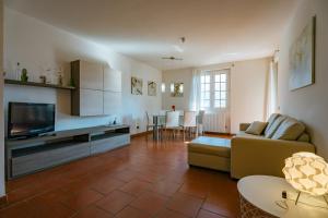 Oliveto LarioにあるMary Rose Apartmentsのソファとテレビのあるリビングルーム