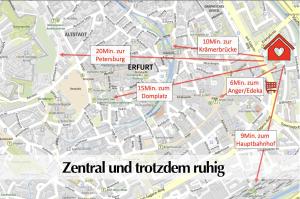 un mapa de la ciudad de Kirtland y los anillos de tottenham en Helle 72qm Maisonette Wohnung im Herzen Erfurts mit Kingsize Bett, Smart-TV, etc en Erfurt