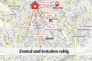 une carte de la ville de Kirtland et de la ceinture de tottenham dans l'établissement 80m2 3R Wohnung mit privatem Parkplatz, Kingsize Betten, Smart-TV, etc, à Erfurt
