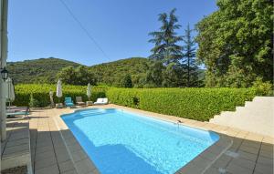 uma piscina em frente a uma sebe em Awesome Home In Les Salles Du Gardon With Private Swimming Pool, Can Be Inside Or Outside em Soustelle