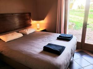 - une chambre avec un lit et 2 serviettes dans l'établissement Chateau de Saint Dau, à Figeac