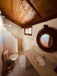 阿拉亞爾達茹達的住宿－Pousada Casa Blanca Club，一间带水槽、卫生间和镜子的浴室