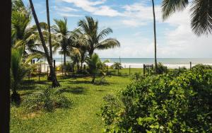 大塞拉的住宿－Manawa Bangalôs，享有棕榈树海滩和大海的景色