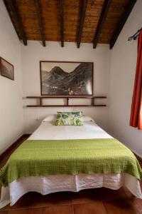 um quarto com uma cama com um cobertor verde em Casa Rural Sofia em Hermigua