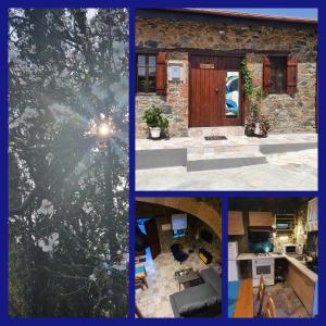 a collage of three pictures of a house at Petradaki House in Arakapas