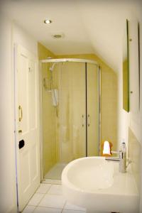 La salle de bains est pourvue d'une douche et d'un lavabo. dans l'établissement The ‘Servants Quarters@Delny House’, à Invergordon