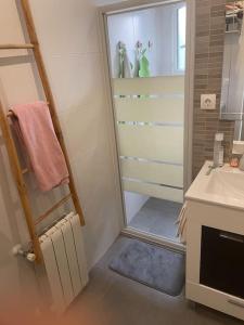 a bathroom with a shower and a sink at Chalet Antonio&Ewa in La Eliana