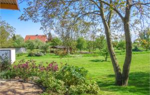a view of a yard with a tree and flowers at Awesome Home In Drochtersen With Kitchen in Drochtersen