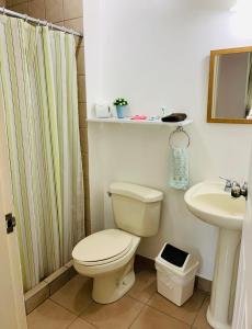 a bathroom with a toilet and a sink at Beautiful Apartment w/ Balcony Family Friendly in San Rafael