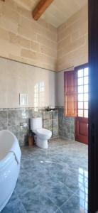 a bathroom with a toilet and a sink in it at Warda Accommodation in Xewkija