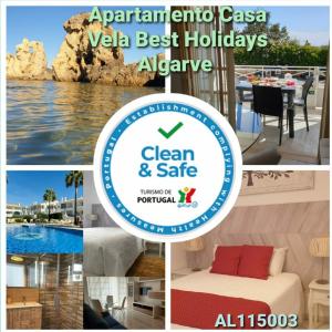 un collage di foto di un resort con piscina di Superior Apartment Casa Vela Albufeira S Rafael beach ad Albufeira