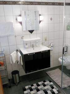 ヴィットリッヒにあるFEWO Trautのバスルーム(洗面台、トイレ付)