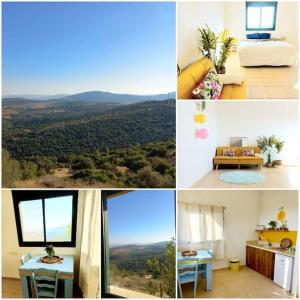 a collage of pictures of a room with a view at Mountainside experience in Amirim in Amirim