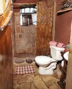 uma casa de banho com um WC e um chuveiro em Allpa Wasi - Casa Suaya La Esperanza em Ibarra