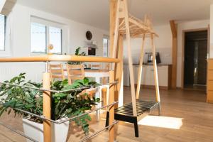 a room with a hammock in a house at Apartmány Močovice in Močovice +52 photos