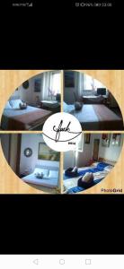 a collage of three pictures of a bedroom at Al Relax in Cagliari