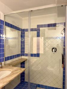 bagno con doccia e lavandino di Villa Kalypso - Porto Cervo a Porto Cervo