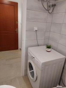 a washing machine with a plant on top of it at Mary's Home Center City F in Aigio +16 photos