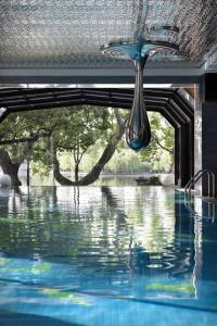 a view of a swimming pool with water at Hangzhou Qiushui Villa in Hangzhou