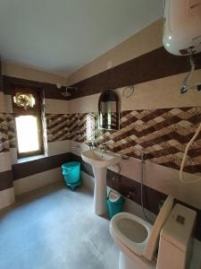 a bathroom with a sink and a toilet at Shepherd Inn the Hill in Nagar