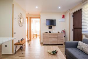 A television and/or entertainment centre at Apartamentos La Cortina