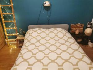 Un pat sau paturi într-o cameră la Charmant T2 avec jardin commun