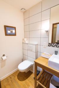 a bathroom with a toilet and a sink at Coté Remparts in Amboise