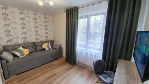 sala de estar con sofá y ventana en DeMar Apart Sun en Kulʼparkuv