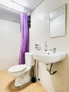 a bathroom with a toilet and a sink at Simply Cosy Homestay in Batu Caves