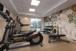 a gym with several tread machines in a room at SpringHill Suites by Marriott Charlotte / Concord Mills Speedway in Concord