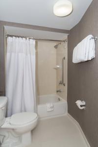 a bathroom with a toilet and a tub and a sink at SpringHill Suites by Marriott Charlotte / Concord Mills Speedway in Concord