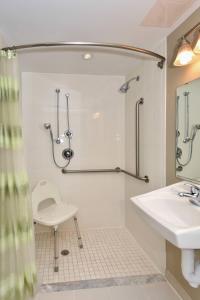 a bathroom with a sink and a shower at SpringHill Suites Columbia Downtown The Vista in Columbia