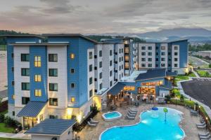 an aerial view of a hotel with a pool at Residence Inn by Marriott Pigeon Forge in Pigeon Forge