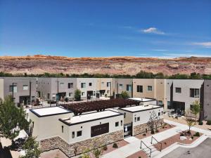 an aerial view of a building in the desert at Entrada at Moab 620 in Moab
