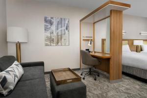 a hotel room with a bed and a desk at SpringHill Suites by Marriott Tuscaloosa in Tuscaloosa