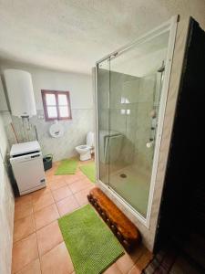 a bathroom with a glass shower and a toilet at CHATA ŠEFEC holiday resort Východná in Východná