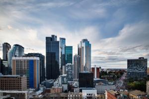 a view of a city skyline with tall buildings at Sheraton Melbourne Hotel in Melbourne