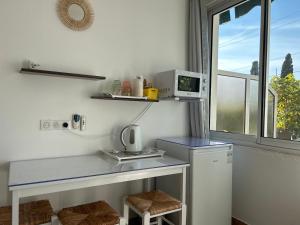 Hôtel Punta e Mare des Chambres ou des Appartements T2的厨房或小厨房