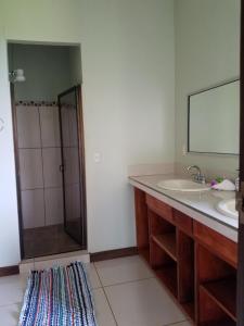 a bathroom with a shower and a sink and a mirror at Villa Susan in San Pedrillo +59 photos