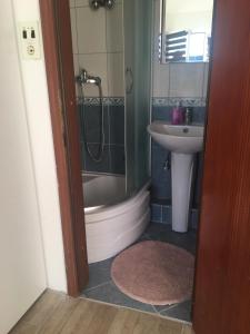 bagno con vasca, lavandino e doccia di Room Široki Brijeg a Široki Brijeg