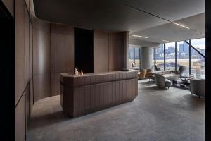 a lobby of a building with a view of the city at AC Hotel by Marriott Melbourne Southbank in Melbourne