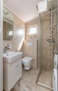 a bathroom with a toilet and a sink and a shower at Apartment Aleksic in Kotor