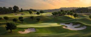an overhead view of a golf course with several holes at Luxury Villa with pool 1st line the sea in Torrevieja